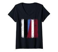 Donna Estonia Lettonia Mezza Bandiera Estone Lettone Patrimonio Maglietta con Collo a V