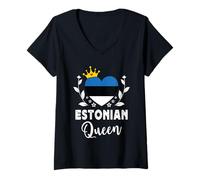 Donna Estonian Queen Estonia Flag Proud Estonian Woman Maglietta con Collo a V