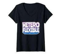 Donna Eteroflessibile - LGBTAQ+ Pride Retro Maglietta con Collo a V