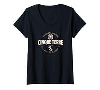 Donna Etichetta Coordinate Cinque Terre Italia 2C Maglietta con Collo a V