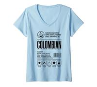 Donna Etichetta nutrizionale Colombiana Maglietta con Collo a V