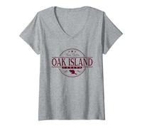 Donna Etichetta Oak Island Canada - Oak Island Nova Scotia Canada Maglietta con Collo a V