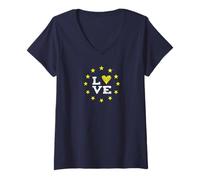 Donna EU love europa Bruxelles parlamento democrazia stelle gialle Maglietta con Collo a V