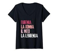 Donna Eugenia La Donna Il Mito La Leggenda Festa di Compleanno Maglietta con Collo a V