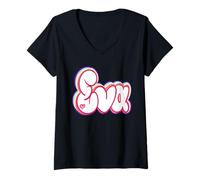 Donna Eva Ragazze e Donne Personalizzato Nome Personalizzato Eva Maglietta con Collo a V