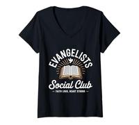 Donna Evangelista Social Club Maglietta con Collo a V