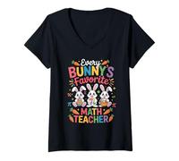 Donna Every Bunny Favorite Math Teacher Cute Easter Bunny Math Maglietta con Collo a V
