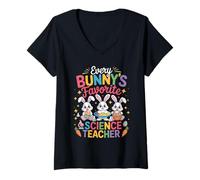 Donna Every Bunny Favorite Science Teacher Easter Bunny Science Maglietta con Collo a V
