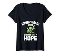 Donna Every Game Starts With Hope Gamer Kids Pixel Maglietta con Collo a V