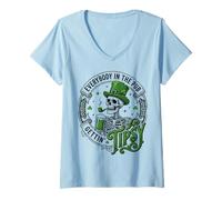 Donna Everybody in The Pub Gettin Tipsy St Patricks Skeleton Maglietta con Collo a V