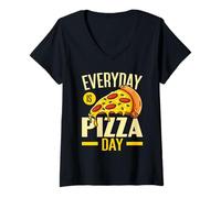 Donna Everyday Is Pizza Day Foodie Italian Food Pizza Eater Maglietta con Collo a V
