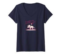 Donna Everything Is Alright Dinosaur Asteroid Chaos Graphic Retro Maglietta con Collo a V
