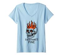 Donna Everything Is Fine Retro Graphic Everything's Fine Grunge Maglietta con Collo a V