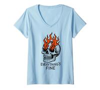 Donna Everything Is Fine Retro Graphic Everything's Fine Grunge Maglietta con Collo a V
