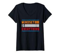 Donna Everything Is Mindset Inspirational Mind Citazione Motivazionale Maglietta con Collo a V