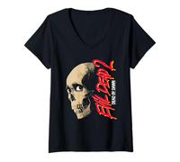 Donna Evil Dead 2 Dead By Dawn Skull Design Horror Movie Maglietta con Collo a V