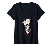Donna Evil Dead Horror Film Human Skull Halloween Maglietta con Collo a V