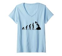 Donna Evoluzione del Ballo Flamenco Spagna Danza Spagnola Maglietta con Collo a V