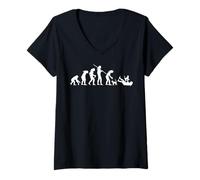 Donna Evoluzione della donna con gatti Maglietta con Collo a V