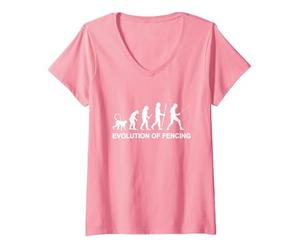 Donna Evoluzione della Scherma Maglietta con Collo a V, Rosa, S