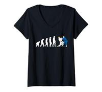 Donna Evoluzione Judo Judoka Taekwondo Karate Aikido Ju-Jutsu Divertimento Maglietta con Collo a V
