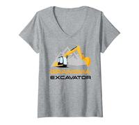 Donna Excavator Women's Construction Fun Matching Family - Grandma Maglietta con Collo a V