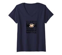 Donna Exhausted Mom Running On Coffee Funny Mom Life Design Tees Maglietta con Collo a V