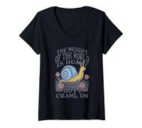 Donna Existential Snail The Weight of The World is Heavy Crawl On Maglietta con Collo a V