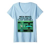 Donna Expecting Dad Gamer New Boss Sleep Schedule Maglietta con Collo a V