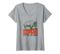 Donna Explore! Go Scouting Bison Outdoor Adventure Cub Scouts BSA Maglietta con Collo a V