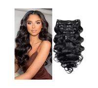 Donna Extension con clip a onde corporee, 100% capelli umani naturali for donna, 8 pezzi, 120 g/set #1B Matrimonio(24inches)