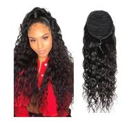 Donna Extension for coda di cavallo con coulisse e onde profonde, capelli umani brasiliani Remy, colore for da donna Abbellire(26inches)