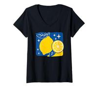 Donna Extra Zest Limone Mediterraneo Summer Citrus Maglietta con Collo a V