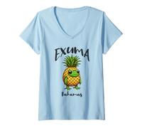 Donna Exuma Bahamas Rana in Costume Ananas Maglietta con Collo a V