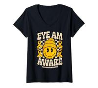 Donna Eye Am Aware - AMD Age Related Macular Degeneration Maglietta con Collo a V