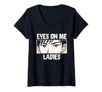 Donna Eyes On Me Ladies Anime Style Confident Cool Guy Maglietta con Collo a V