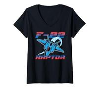Donna F-22 Raptor Maglietta con Collo a V