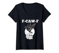 Donna F-CAW-F Citazione Black Raven Meme Halloween Maglietta con Collo a V