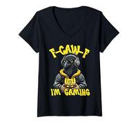 Donna F-Caw-F Corvo Meme Divertente Gamer Black Raven FCAWF I'm Gaming Maglietta con Collo a V