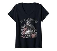 Donna f-caw-f Crow Humorous Graphic T for Men Women Maglietta con Collo a V