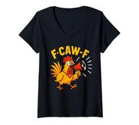Donna F-CAW-F Fcawf Funny Chicken Adult Humor Animal Men Women Maglietta con Collo a V