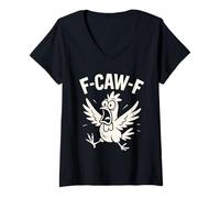 Donna F-CAW-F Fcawf Funny Chicken Adult Humor Animal Men Women Maglietta con Collo a V