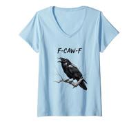 Donna F-Caw-F - Maglietta Divertente con Uccellino Sarcastico Maglietta con Collo a V