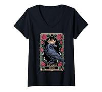 Donna F-Caw-F Tarocchi Morte Corvo Uccello Nero Divertente Corvo F-Caw-F Adulto Maglietta con Collo a V