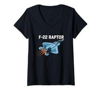 Donna F22 Raptor Stealth Fighter Jet Aircraft Design Regalo Maglietta con Collo a V