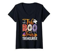 Donna Fab Boo Lous Tesoriere Boo Fantasma Zucca Halloween Maglietta con Collo a V
