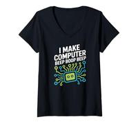 Donna Faccio Computer Beep Boop Beep Network Engineer Style Maglietta con Collo a V