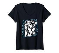Donna Faccio Il Computer Beep Boop Beep Ingegnere di Rete Maglietta con Collo a V