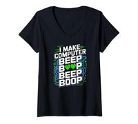 Donna Faccio il computer Beep Boop Ingegnere di rete del circuito Maglietta con Collo a V