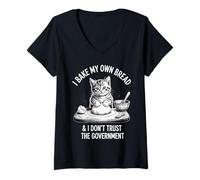 Donna Faccio Il Pane da Solo e Non Mi fido del Governo Funny Cat Maglietta con Collo a V